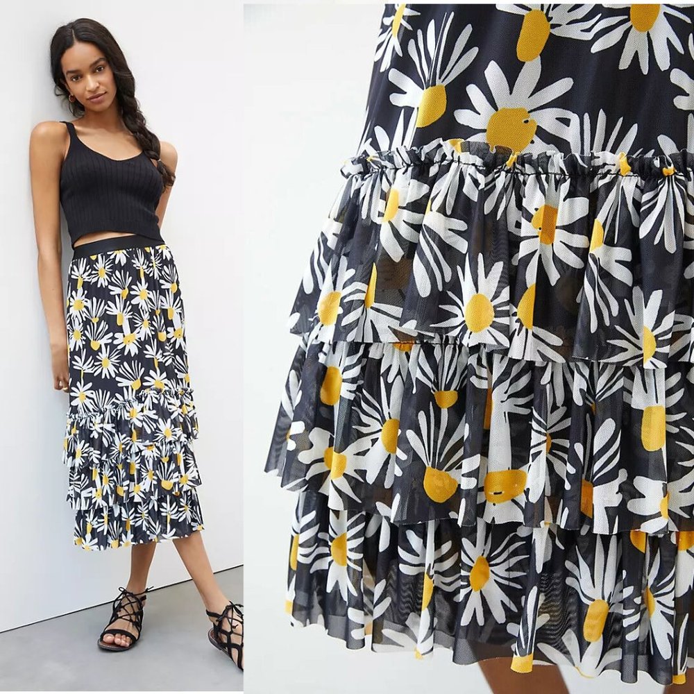 Anthropologie Eva Franco Tiered Midi Skirt